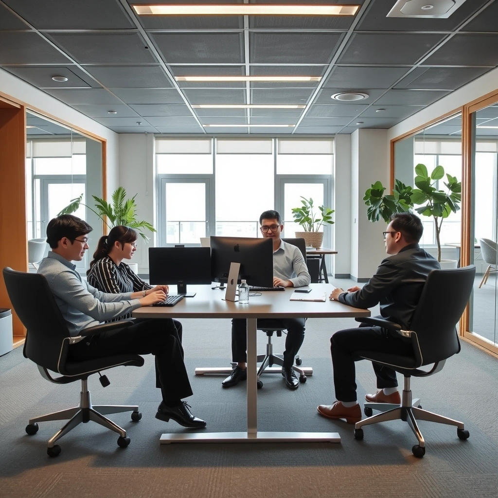 Small startup team working in Seoul office